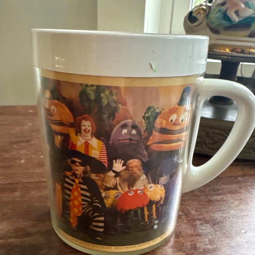Vintage 1974 McDonalds Plastic Mug McDonaldland Characters Ronald Grimace 70s